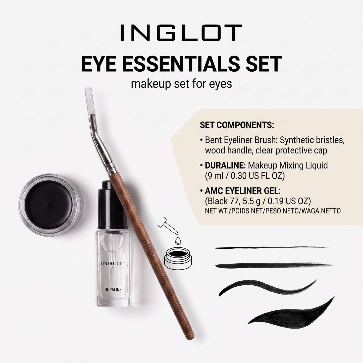Bundle INGLOT ( Eyeliner Gel - Duraline - Brush )