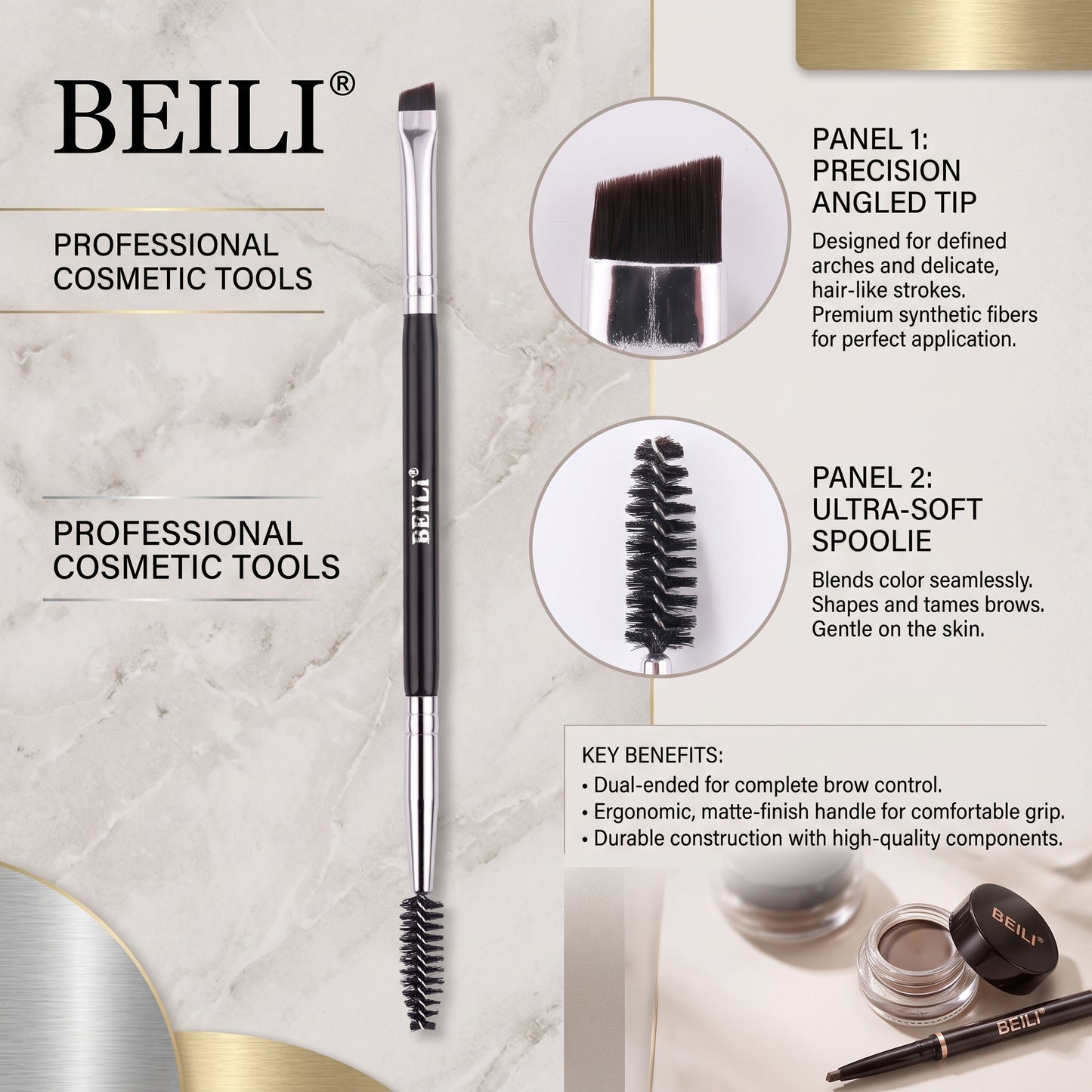 BEILI Duo Eyebrow Brush