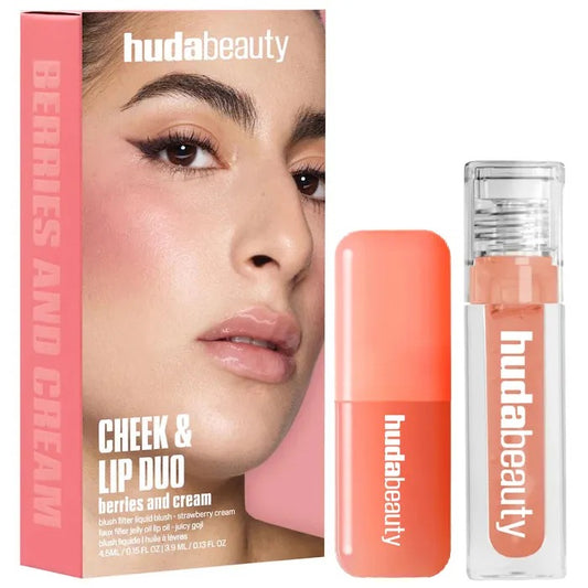 Huda Beauty Berries and Cream Liquid Blush and Lip Gloss Set